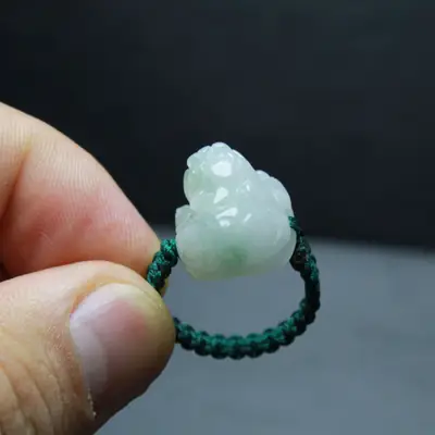 Emerald Jade Pixiu Ring Green Rope Women