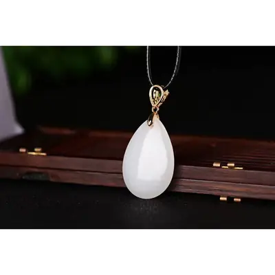 White Jade Water Drop Pendant Necklace for Women