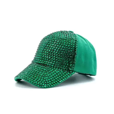 Women Colorful Diamond Embellished Peaked Cap