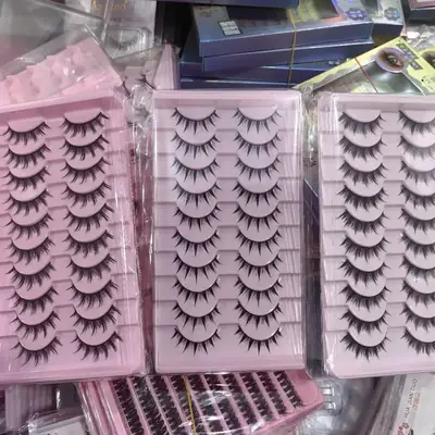False Eyelashes 7 Pairs 8mm Black Cotton Thread