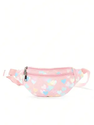 Pink Printed Rhombic Chest Bag for Girls