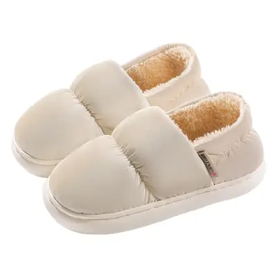 Jialiya down Fabric Cotton Slippers for Women, Autumn and Winter 2025, Non-Slip, Fleece-Lined, Warm, Closed-Back Cotton Shoes for Men, New Winter Model