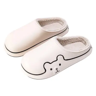 Winter Fleece Lined Women's Slippers White Non-Slip