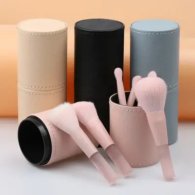 Mini Makeup Brush Storage Cylinder with Eyebrow Pen