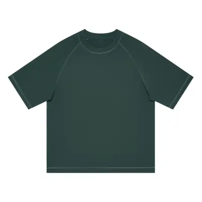 Men Green Cotton Raglan T-Shirt 300g Summer