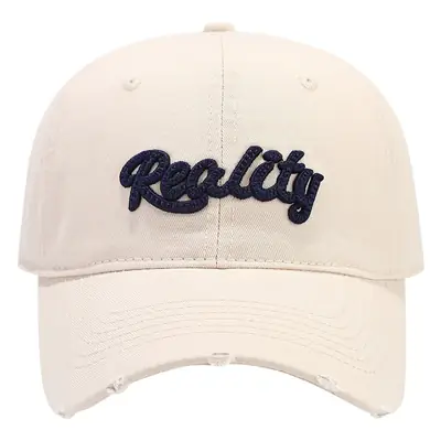 Women Embroidered Baseball Cap Beige Adjustable Strap