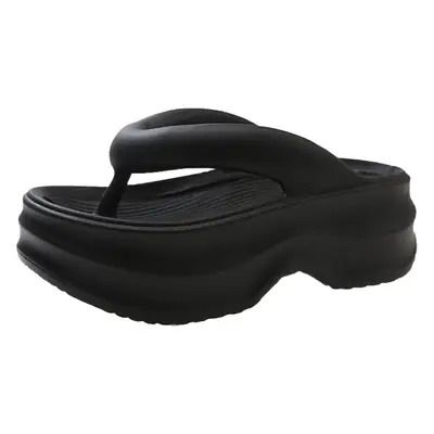 Women EVA Flip Flops Beige Thick Sole Summer