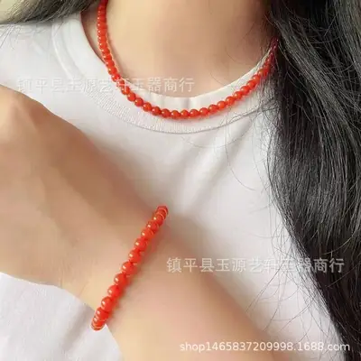 Women's Red Beaded Necklace Chinese Style