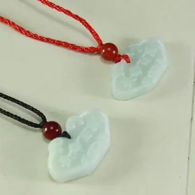 Jade Longevity Lock Pendant Red String Couple Wealth Pendant