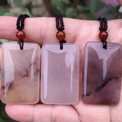 Golden Silk Jade Violet Peace Pendant Necklace for Women and Men