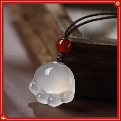 Cute Agate Skull Pendant with Red Stone