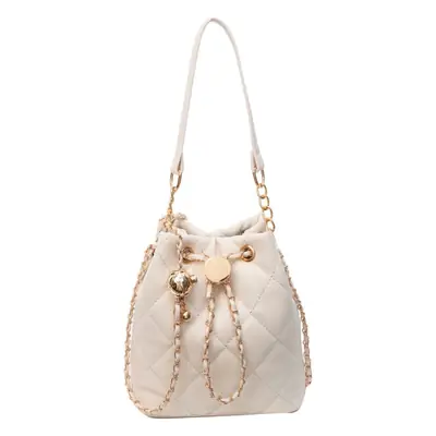Korean Style Diamond Chain Bucket Bag White Gold Chain