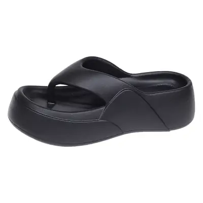 Women's Black Thick Strap Sandals for Summer Beach Wear