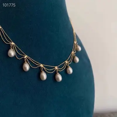 Gold Pearl Tassel Necklace for Women