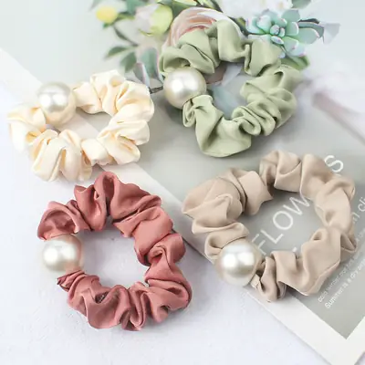 Black Pearl Hair Scrunchie for Women