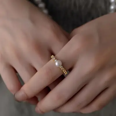 Natural Freshwater Pearl Finger Ring Opening Design