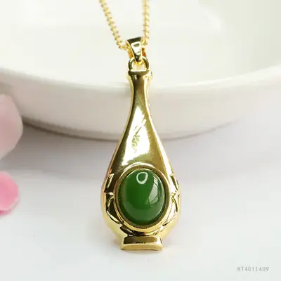 Guan Yu Green Jade Pendant Necklace for Women