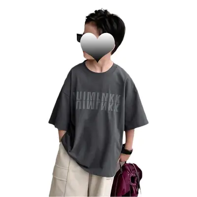2025 Boys Short Sleeve T-Shirt Beige Casual Summer