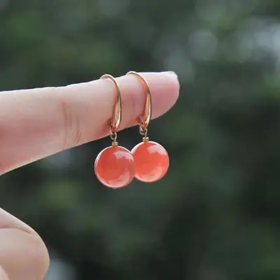Natural South Red Agate Earrings for Women