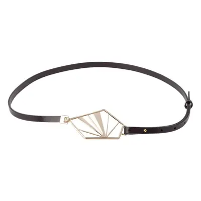 Black Geometric Gold Metal Belt for Women