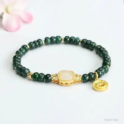 Guan Yu Jade Bracelet Blue Water Abacus Year Dragon