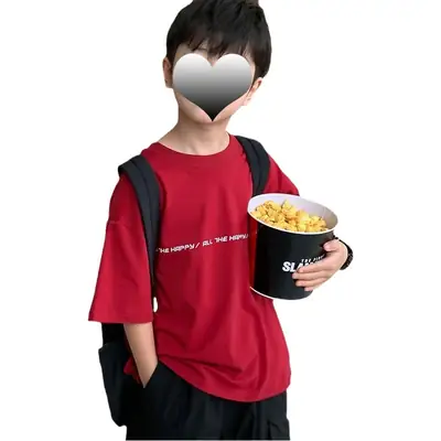 2024 Boys White Round Neck T-Shirt Summer Top