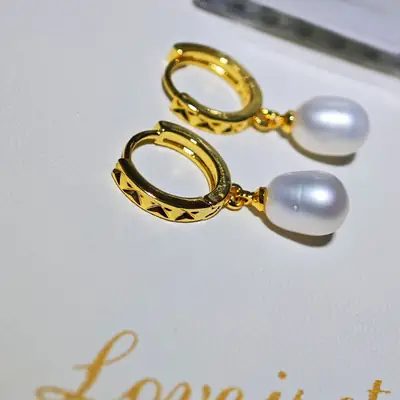 Copper Gold Plated Pearl Ear Buckle Set