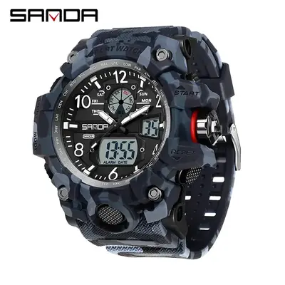 SANDA Military Camo Electronic Watch for Men