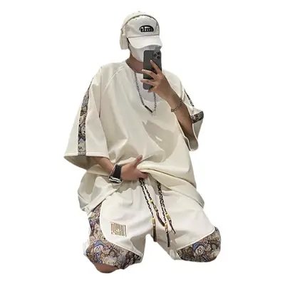 Men Chinese Embroidered Sports Suit Black with Embroidered Pants