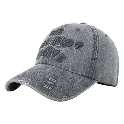 Embroidered Blue Washed Beaded Cap for Men Women
