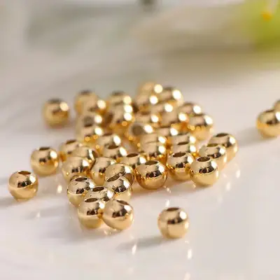 18K Gold 3mm Gold Beads for DIY Braided Bracelets