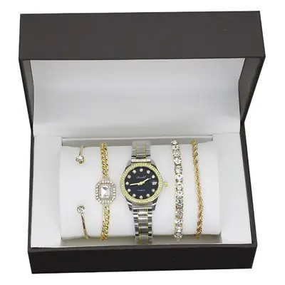 12-Piece Luxury Watch Set for Women Gold Plated Diamond Bracelets
