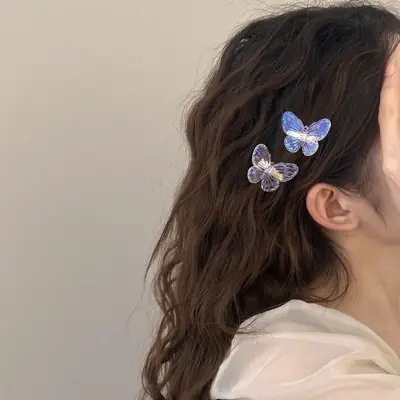 Gradient Mermaid Butterfly Hairpin Ice Pink Sweet Size