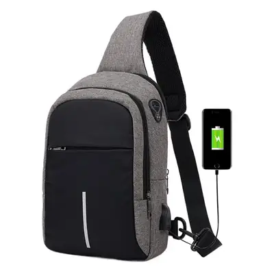 Men's USB Charging Crossbody Backpack Black Waterproof