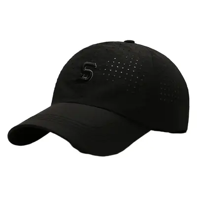 Men's White Perforated Baseball Cap with Logo
