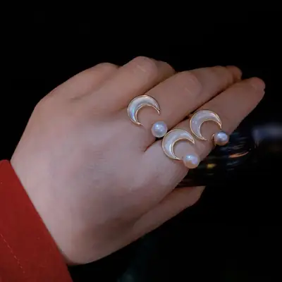 Cute Sailor Moon Pearl Crescent Ring