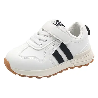 White Kids Sneakers with Strap for Girls Toddlers