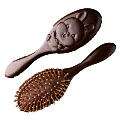 Golden Silk Sandalwood Carved Air Cushion Comb Large Oval