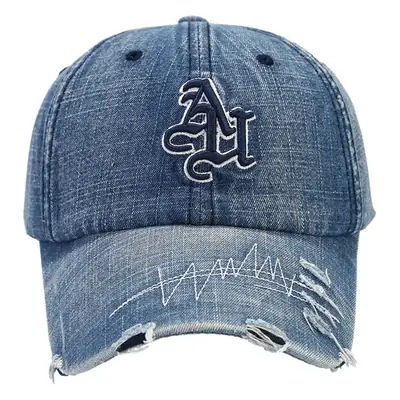 Women Retro Distressed Baseball Caps with Letter Embroidery