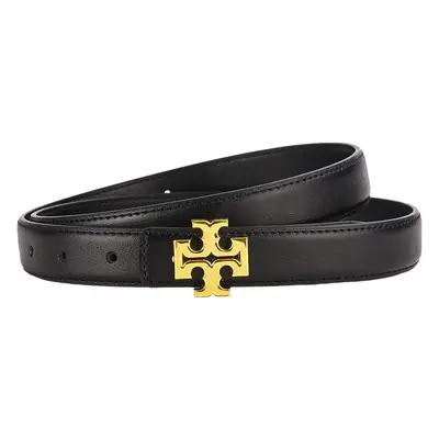 Brown Leather Belt with Gold T-Horizontal Buckle for Women