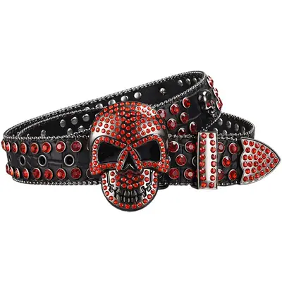 2024 New Belt Big Skull Belt with Diamond Buckle