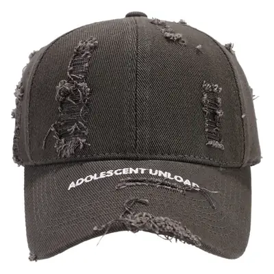 Women's Beige Ripped Embroidered Baseball Cap