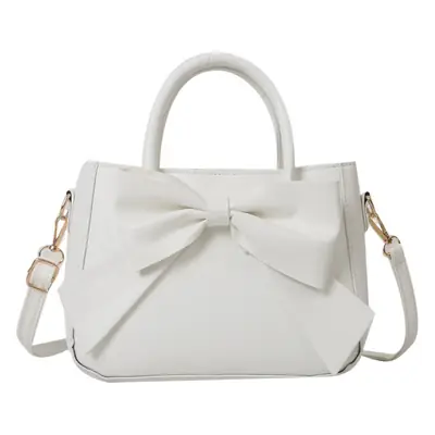 White Bow Shoulder Messenger Bag with Gold Hardware