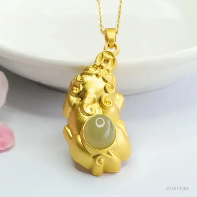 Guan Yu Jade Pendant Clear Water Jade Necklace