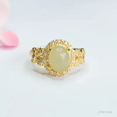 Guan Yu Natural Hetian Jade Ring Clear Water Jade