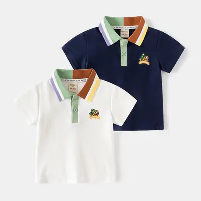 Kids Polo Shirt Navy Blue Korean Style 2026