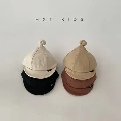 Baby Soft Brim Peaked Cap White Small Ball Western Style Sun Hat Infant Baby Spring Baseball Cap Tide