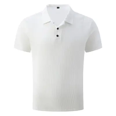 Men's Grey Waffle Knit Ice Silk Short Sleeve T-Shirt