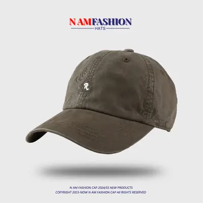 Korean Style R Letter Embroidered Baseball Cap Men Women Spring Summer