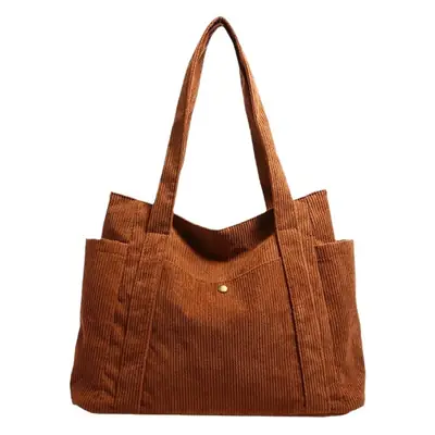 Women Casual Shoulder Bag Black Large Capacity Corduroy